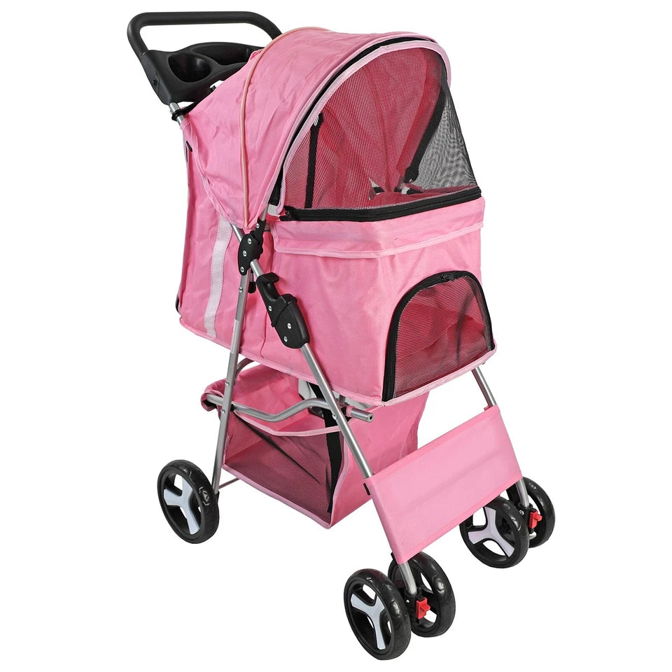 Pet Stroller Dog Cat Puppy Pram Pushchair Travel Cart Jogging Buggy Carrier