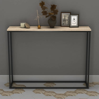 Wooden Free Standing Hallway Console Table Living Room Shelf Display Metal Legs