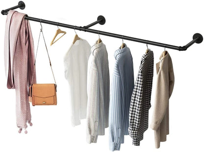 6ft Heavy Duty Clothes Rail Pipe Garment Rack Wall Mounted Hanging Clothes Pole