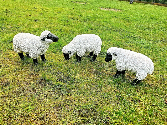 Spring Lamb Garden Ornament Resin Laying Down Sheep Statue Farmyard Gift Garden