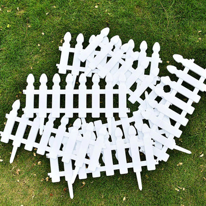 4,8,12 PCS White Plastic Picket Fencing Wooden Effect Lawn Border Edge Garden Edging