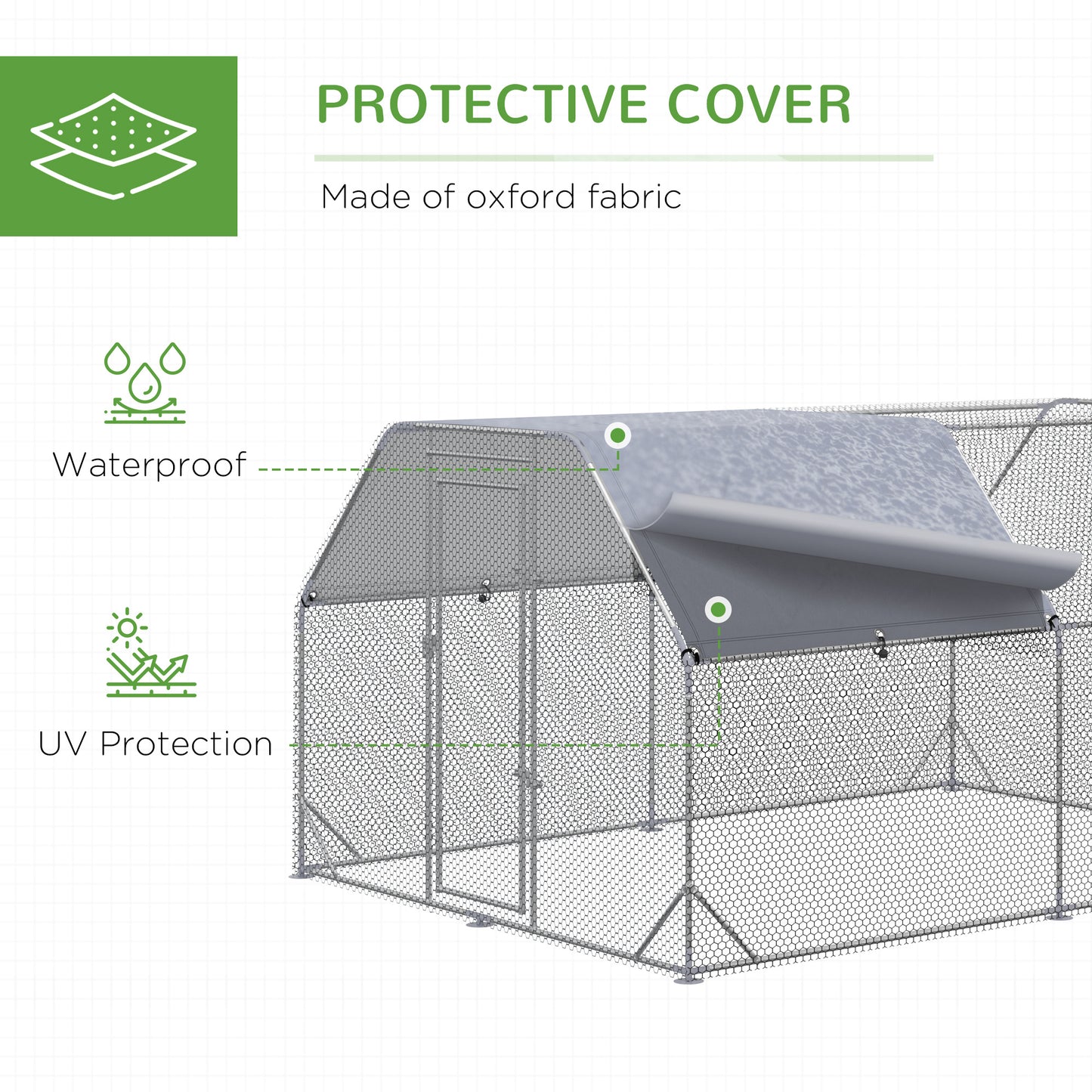 Chicken Run W/ Roof, Walk In Chicken Coop, Hen House Duck Pen