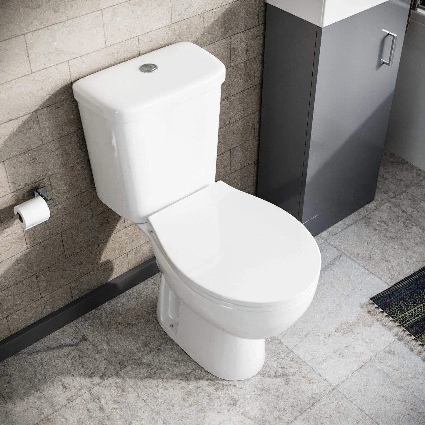 Nes Home Close Coupled Toilet Bathroom WC Pan, Toilet Seat & Cistern