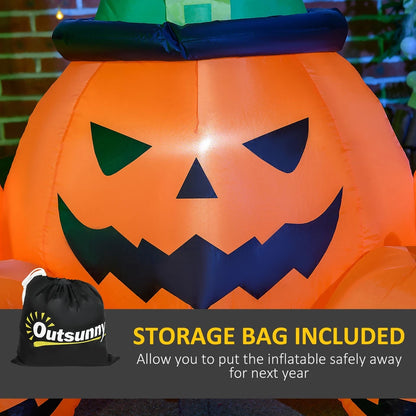 6ft Inflatable Halloween Large Pumpkin in Hat w/ Four Small Pumpkin LED