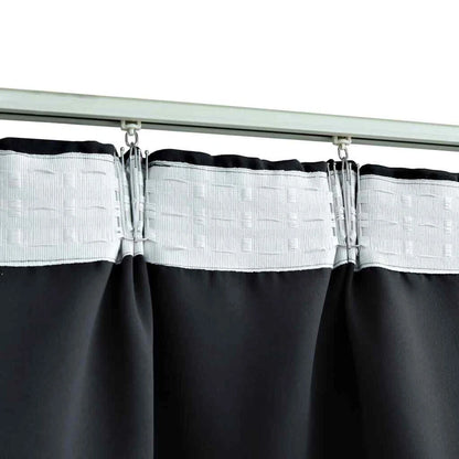 Blackout Curtain with Hooks Blind Drapery Window Covering ( Black)