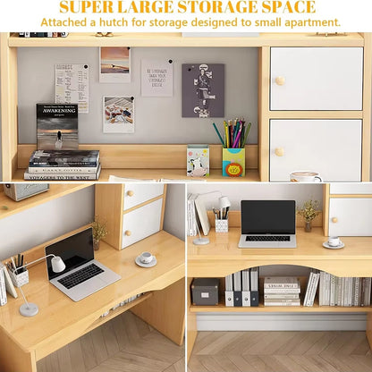 Wooden Computer Desk Home Office Writing Desk Study Table Workstation Cabinet UK