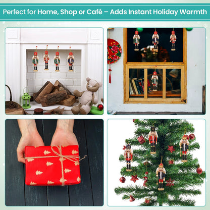 6 Pcs Nutcracker Soldiers Wooden Christmas Tree Decorations Xmas Hanging Decor