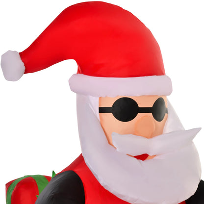 5.5ft Inflatable Santa Claus Riding Motorcycle Christmas Decoration w/ LED Light