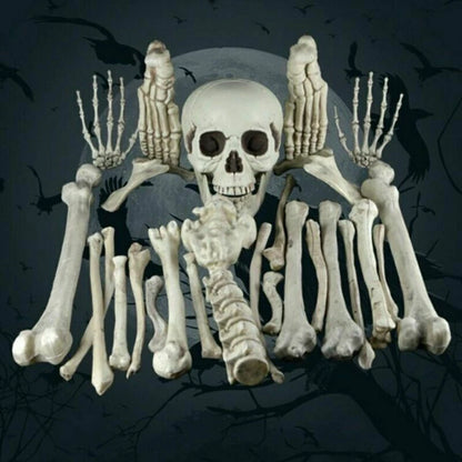 28PCS Bag of Bones Human Skull Skeleton Halloween Scary Pirate Party Decoration