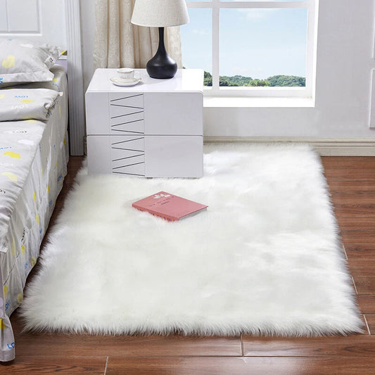 Faux Fur Sheepskin Fluffy Rug Soft LivingRoom Bedroom Rectangle Carpet Floor Mat