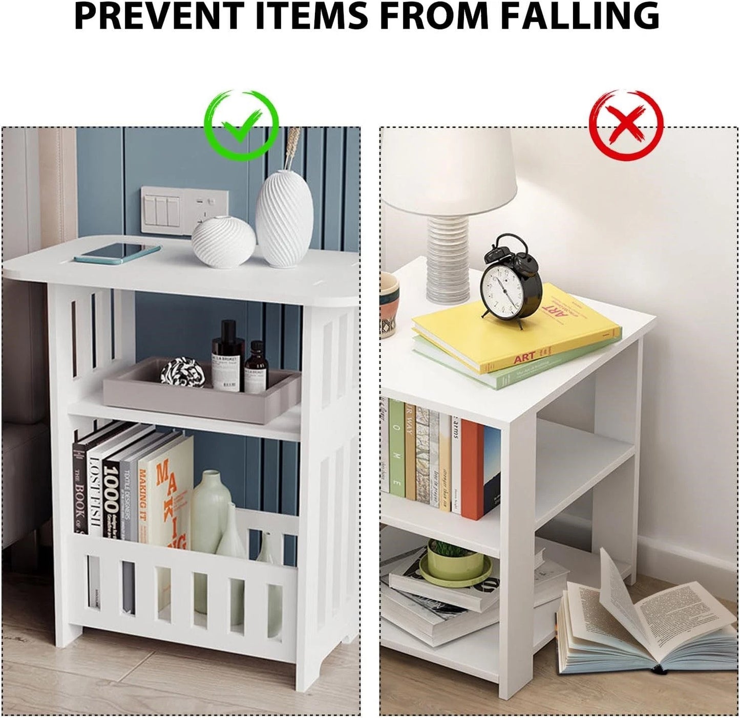 White Small Bedside Table Nightstand Tea Coffee Table Nightstand Storage Shelf