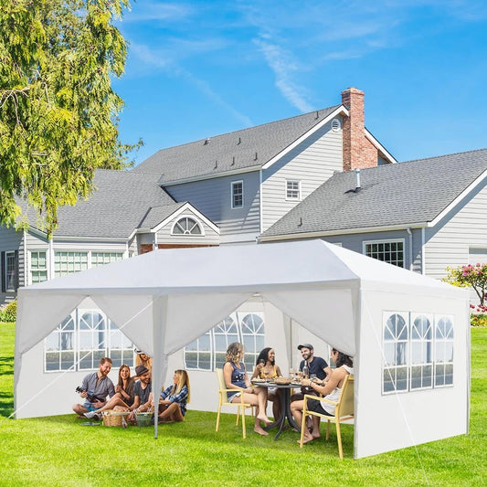 3x6M Gazebo Marquee Party Tent With 6 Sides Garden Patio Outdoor Canopy White UK