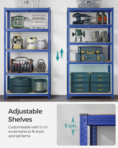 5 Tier Shelving Unit 200x100x50cm Heavy Duty Adjustable Storage Shelves