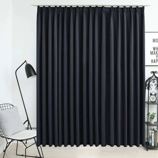 Blackout Curtain with Hooks Blind Drapery Window Covering ( Black)