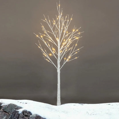 Outdoor 4ft, 6ft, 8ft Birch Christmas Twig Tree Pre Lit Ice Warm White Multi LED