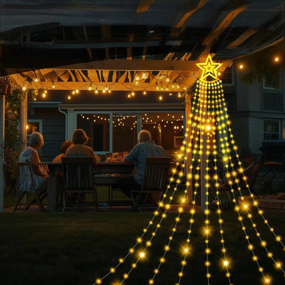 Christmas Tree Decorations Outdoor Star String Waterfall Lights 350LED Xmas Tree