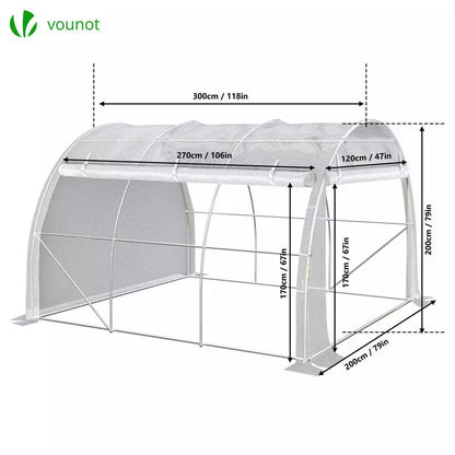 Polytunnel Greenhouse Grow House with Roll-up Side Walls, 3x2x2m 6m²