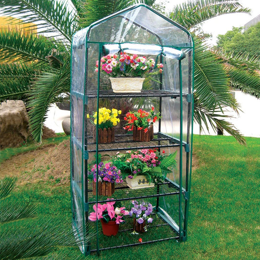 4 Tier Mini Greenhouse Outdoor Garden Plants Grow Green House with PVC Cover