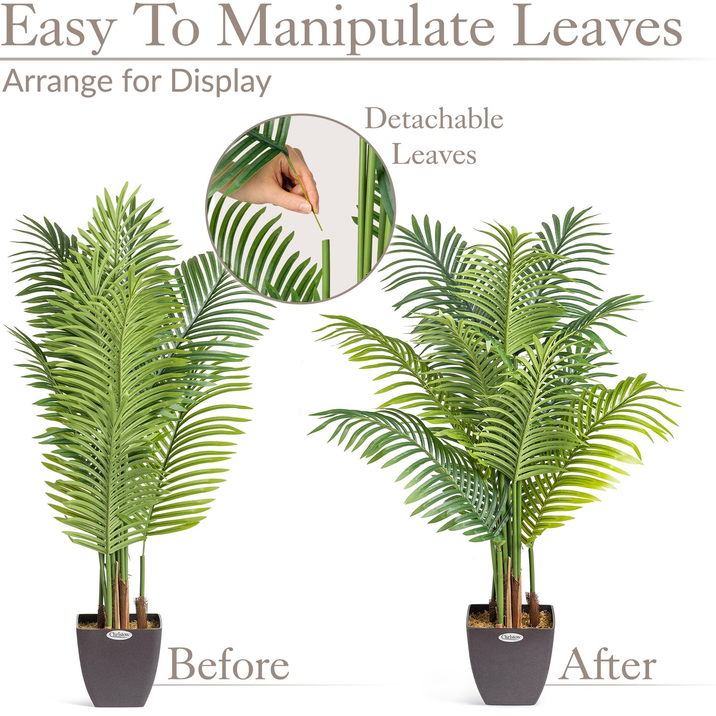 Artificial Areca Palm Tree Natural Looking Faux Plant in Pot