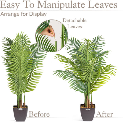 Artificial Areca Palm Tree Natural Looking Faux Plant in Pot