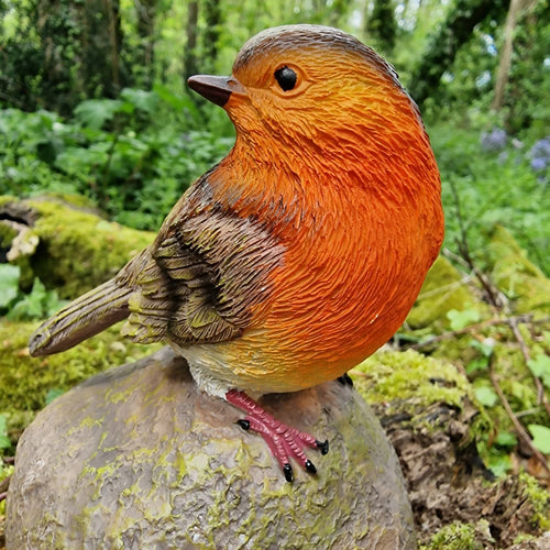 Robin on a Stone Resin Garden Ornament Resin Bird Sculpture Figurine