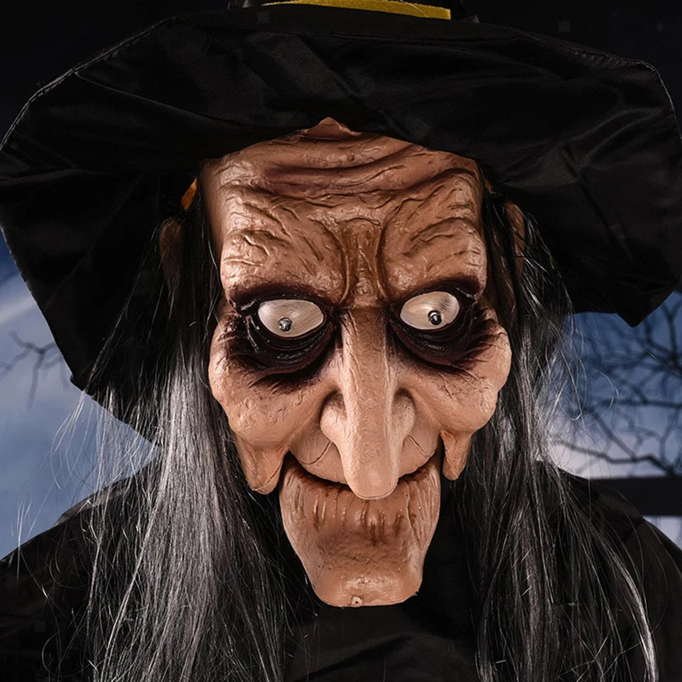 Halloween Hanging Witch Horror Witch with Red Eyes Prop Lighted Scream Witch