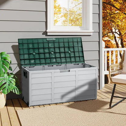 LARGE PLASTIC GARDEN STORAGE BOX OUTDOOR WATERPROOF DECK CONTAINER