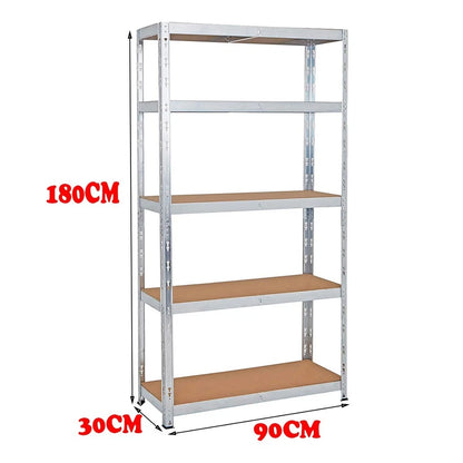 5 Tier Racking Shelf Heavy Duty Garage Shelving Storage Shelves 180x90x30cm