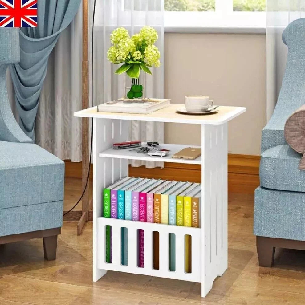 White Small Bedside Table Nightstand Tea Coffee Table Nightstand Storage Shelf