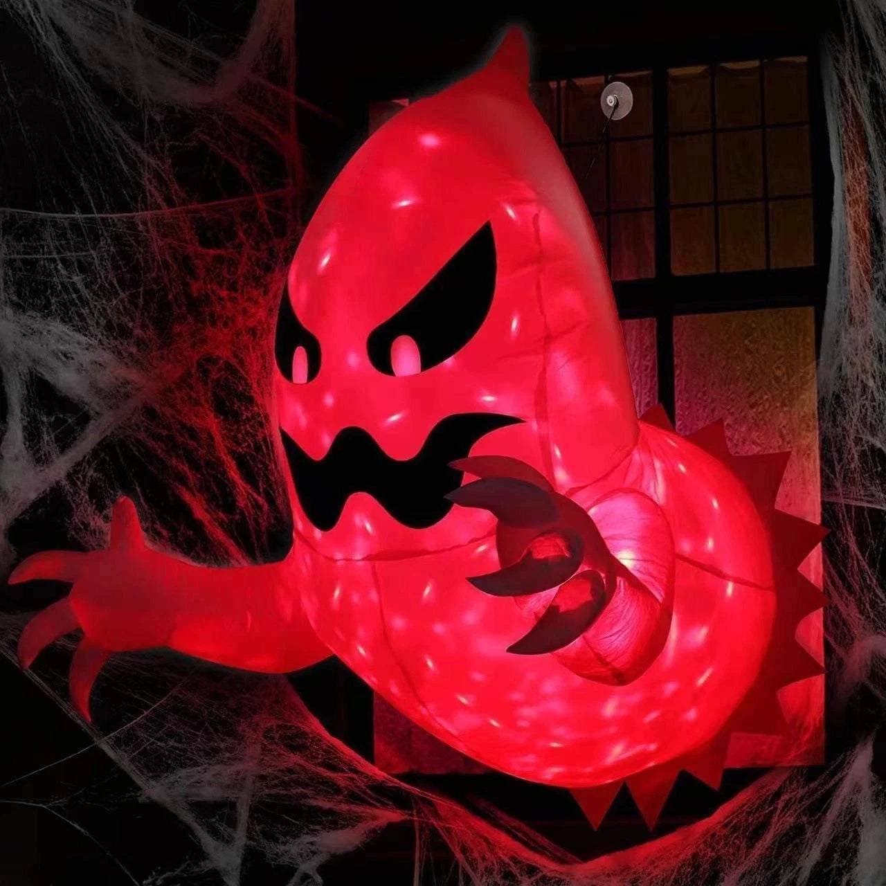 Halloween Inflatable Ghost With LED Lights Coming Out From Window Outdoor Decor