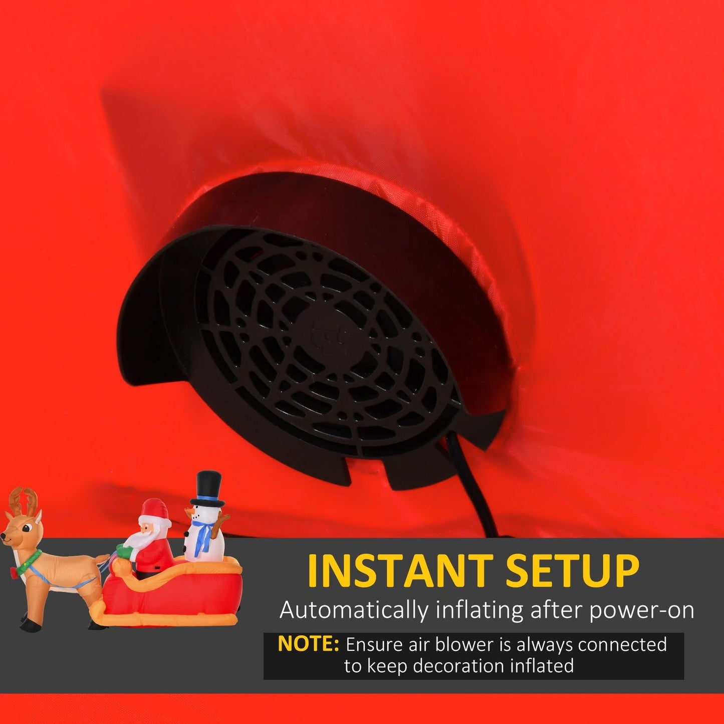 6.5ft Christmas Inflatable Santa Claus on Sleigh Deer LED Lighted for Decoration