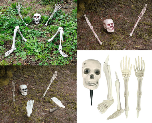 Ground Breaking Skeleton Prop Halloween Party Garden Decoration Bones