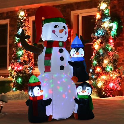 6ft Inflatable Christmas Decoration Snowman Three Penguins LED Lighted Outdoor