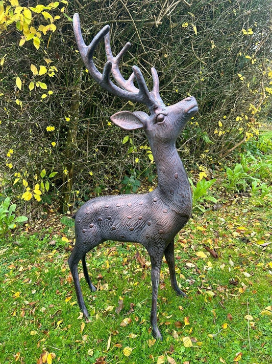 Aluminium Stag Garden Sculpture Ornament Cast Aluminium With Aged Finish