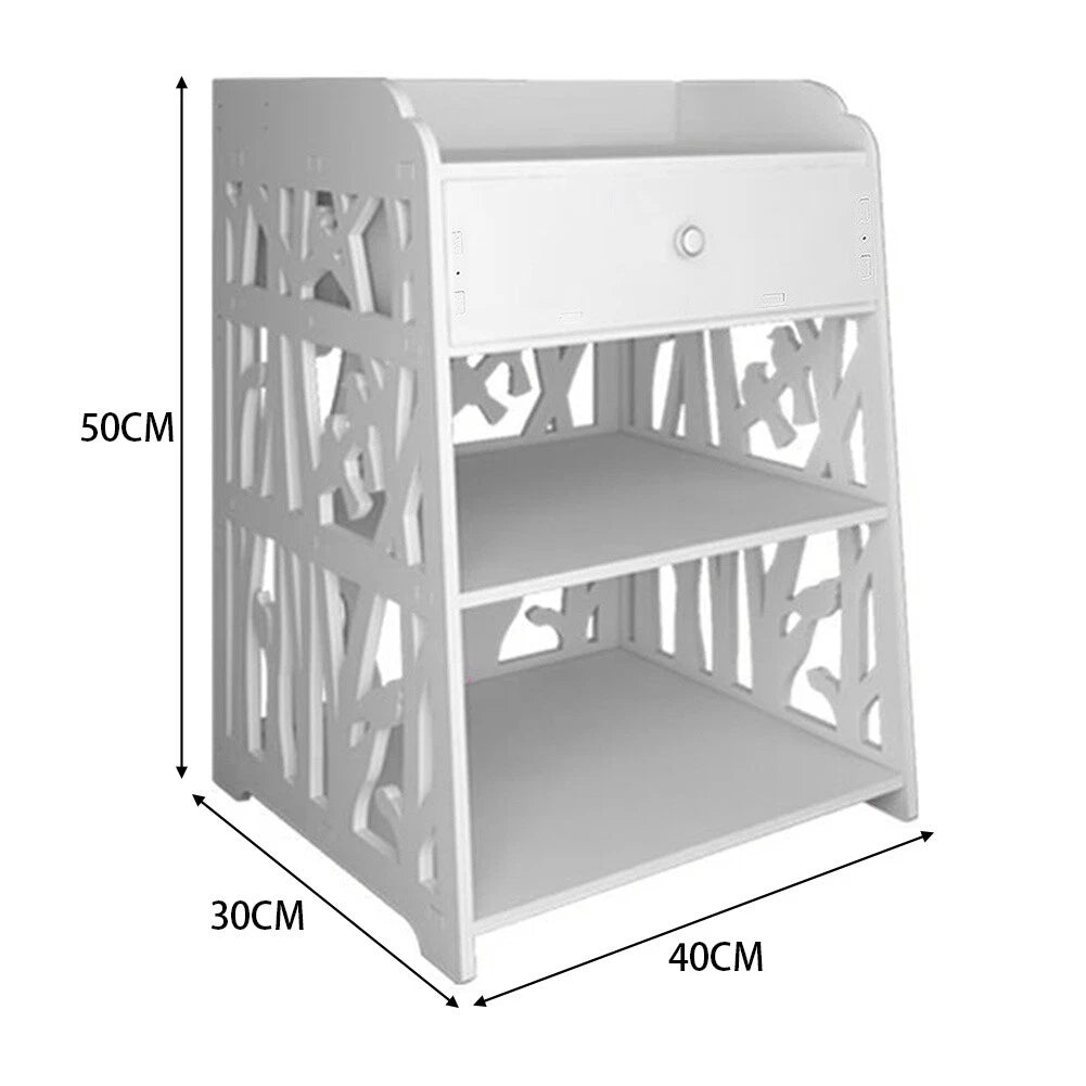 Bedside Table With White Drawer Cabinet