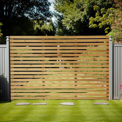 6ft Contemporary Slatted Rough Sawn Treated Fence Panel
