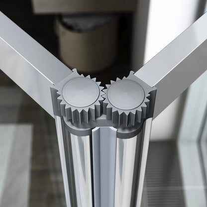 5 Folding Bath Shower Screen Black / Chrome Frame Wet Room Glass Panel 1200 x 1400mm