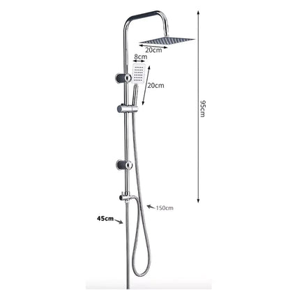 Shower Kit Twin Head 2 Mixer Shower Heads Rail Hose Riser Square Bathroom Set