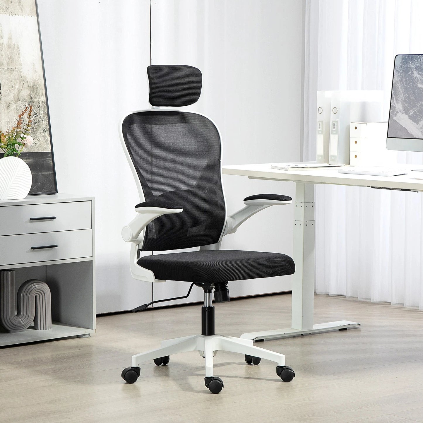 Ergonomic Mesh Office Chair with Headrest, Lumbar Support, Black
