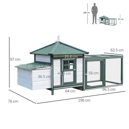 Wood Chicken Coop Pet Poultry Hen House Back yard with Nesting Box Ramp Run