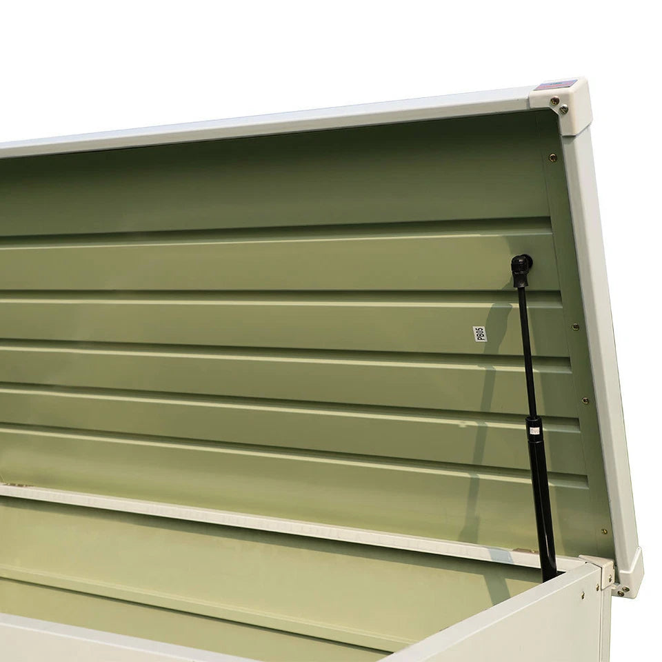 400L Outdoor Garden Storage Metal Steel Chest Cushion Box Case Shed Sit-On Lid