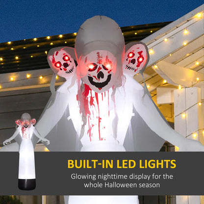 8.9FT Tall Halloween Inflatable Three-Head Witch Ghost, Blow Up Decoration