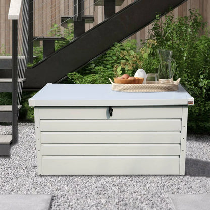 400L Outdoor Garden Storage Metal Steel Chest Cushion Box Case Shed Sit-On Lid