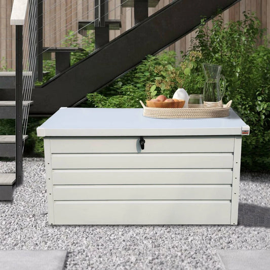 400L Outdoor Garden Storage Metal Steel Chest Cushion Box Case Shed Sit-On Lid