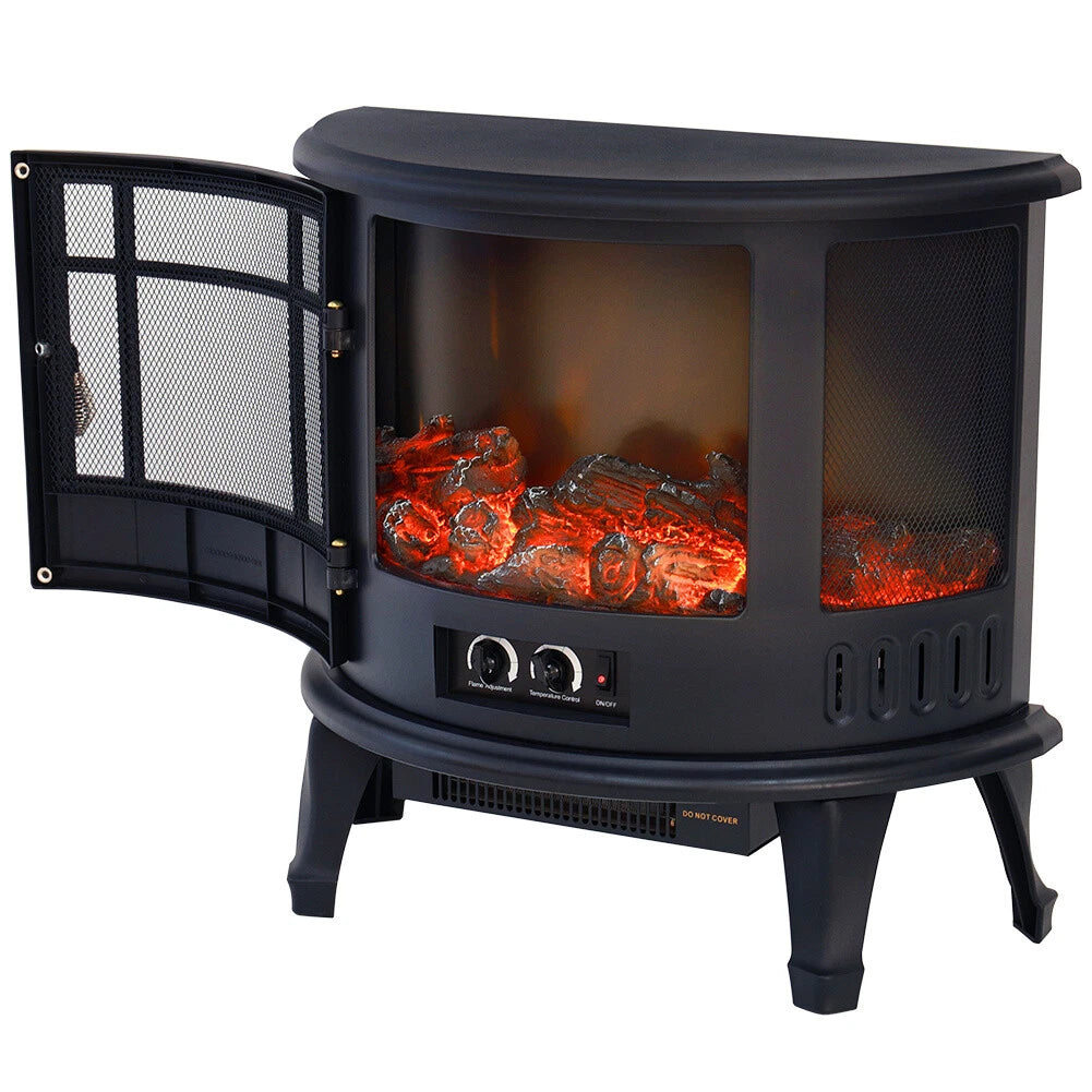 Electric Fireplace Log Burning Flame Effect Stove Fire Heater Thermal Wood