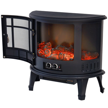 Electric Fireplace Log Burning Flame Effect Stove Fire Heater Thermal Wood