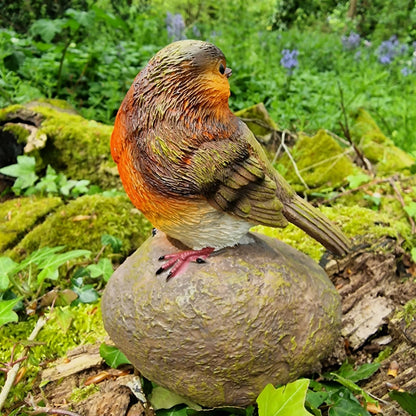 Robin on a Stone Resin Garden Ornament Resin Bird Sculpture Figurine