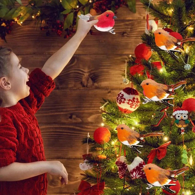 6/12x Clip On Christmas Robins Cute Festive Xmas Tree Bird Decoration Ornament