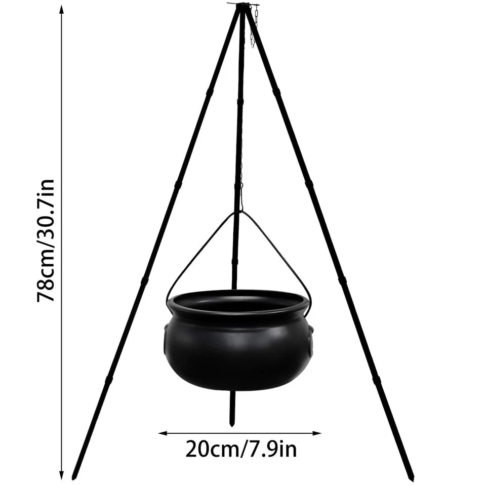 Halloween Decor Outdoor Large Witches Cauldron on Tripod with Light Yard Decor