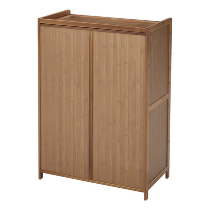 Shoe Cabinet Storage Cupboard Footwear Stand Rack Wooden Double Rattan Doors UK